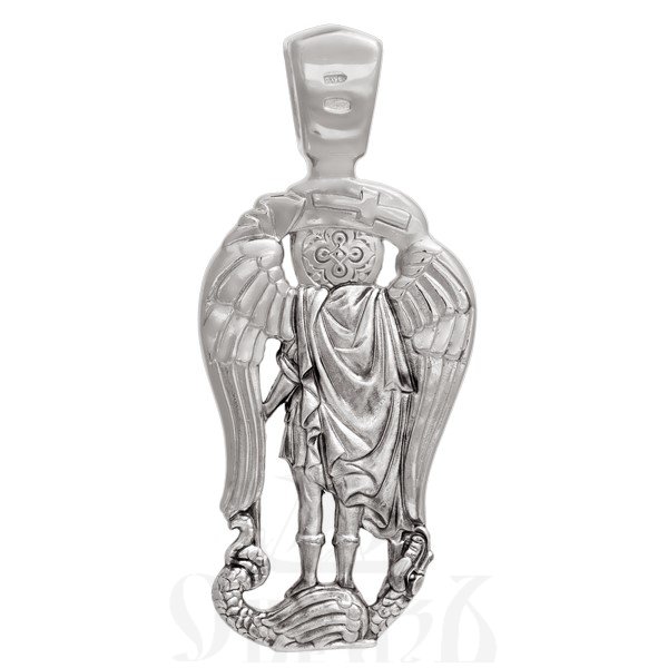 образок «архангел михаил, побивающий змея», золото 585 проба белое (арт. 202.284-3)