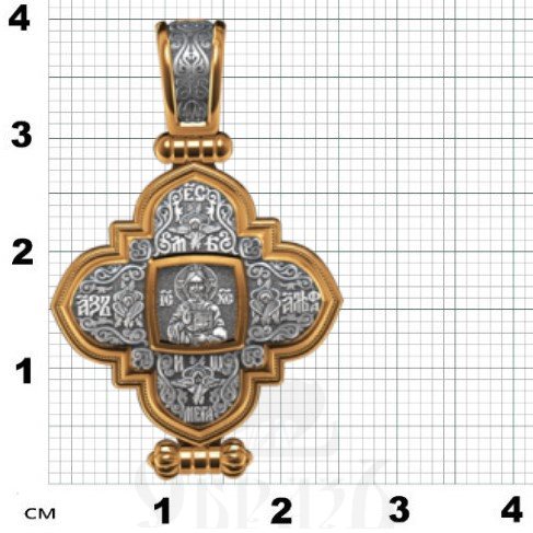 крест мощевик святой пророк иоанн предтеча и креститель господень, серебро 925 проба с золочением (арт. 05.072)