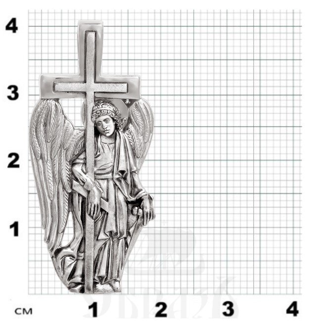 образок «ангел хранитель, несущий крест», золото 585 проба белое (арт. 202.280-3)